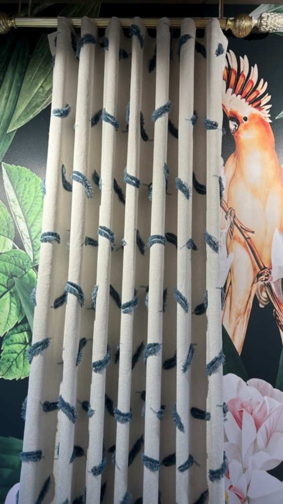 Ay Home Mavi Fon Perde Detay